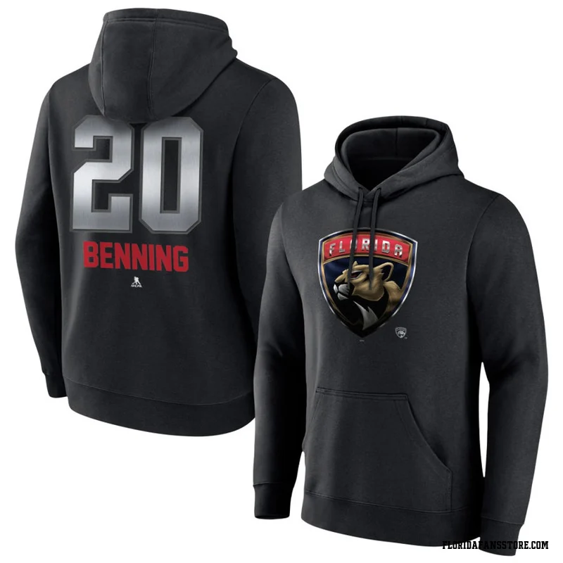 Black Men's Mike Benning Florida Panthers Midnight Mascot Logo Pullover Hoodie