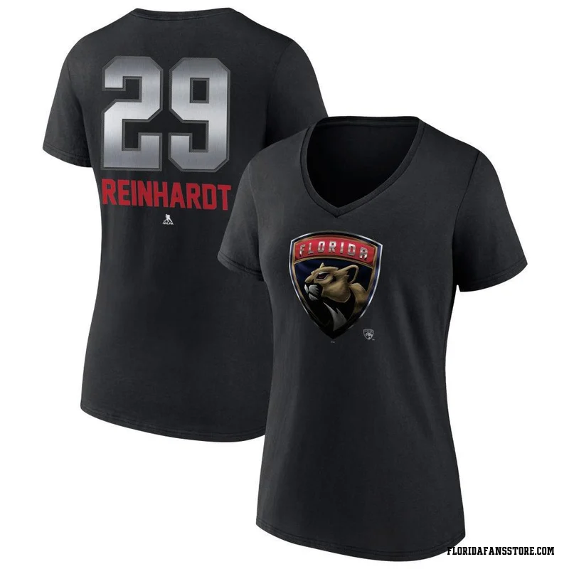 Black Women's Cole Reinhardt Florida Panthers Midnight Mascot Logo V-Neck T-Shirt