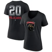 Black Women's Jesse Puljujarvi Florida Panthers Midnight Mascot Logo V-Neck T-Shirt