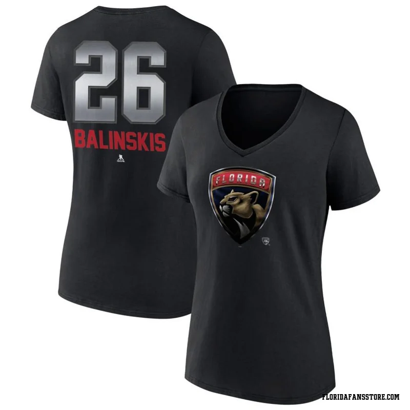 Black Women's Uvis Balinskis Florida Panthers Midnight Mascot Logo V-Neck T-Shirt