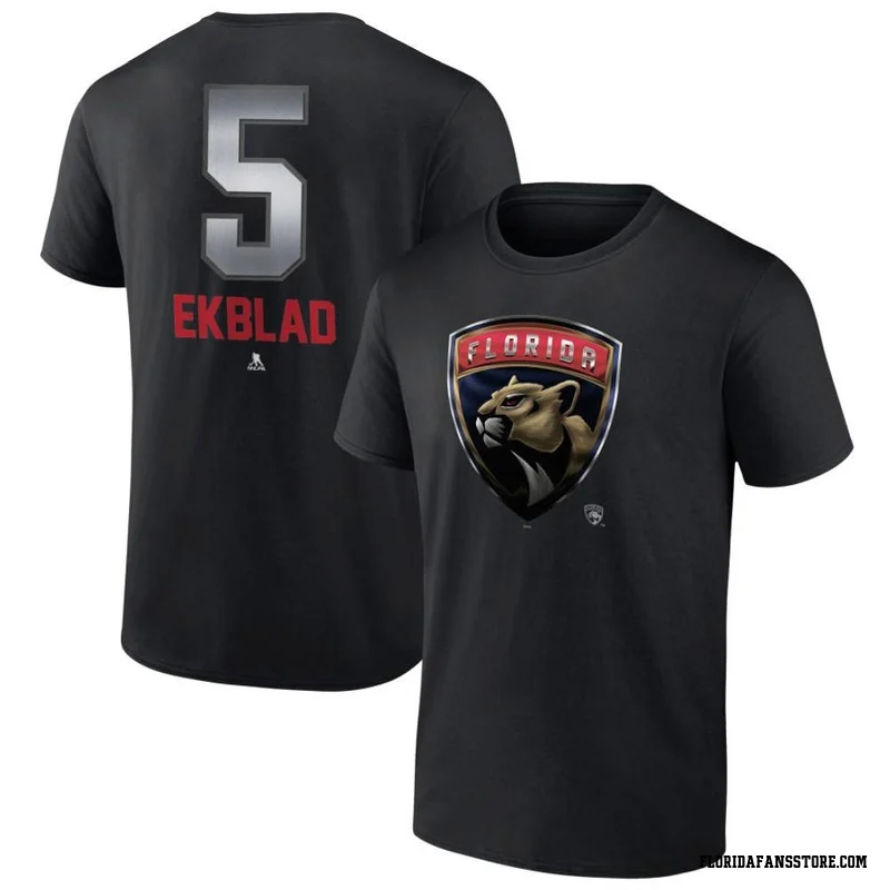 Black Youth Aaron Ekblad Florida Panthers Midnight Mascot Logo T-Shirt
