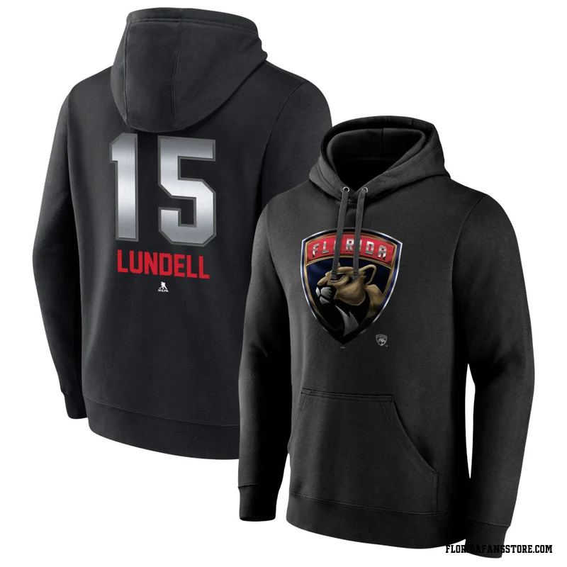 Black Youth Anton Lundell Florida Panthers Midnight Mascot Logo Pullover Hoodie