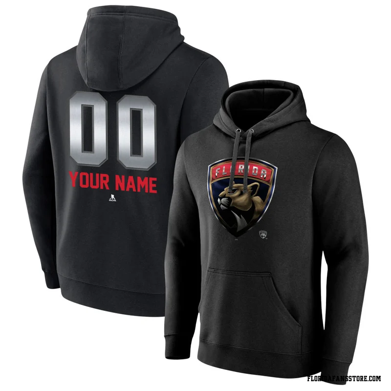 Black Youth Custom Florida Panthers Custom Midnight Mascot Logo Pullover Hoodie