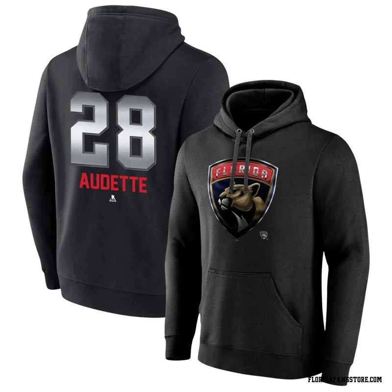 Black Youth Donald Audette Florida Panthers Midnight Mascot Logo Pullover Hoodie