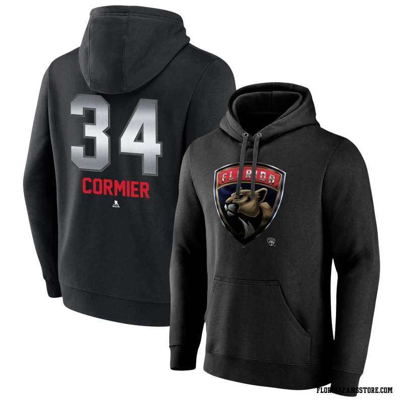 Black Youth Evan Cormier Florida Panthers Midnight Mascot Logo Pullover Hoodie