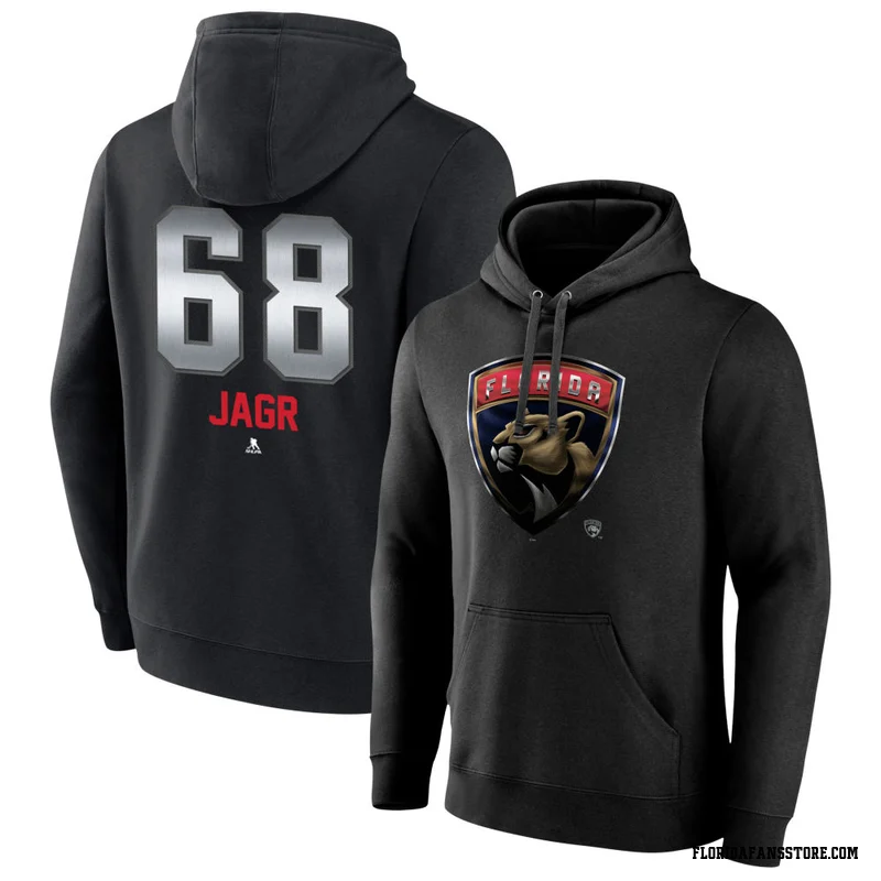 Black Youth Jaromir Jagr Florida Panthers Midnight Mascot Logo Pullover Hoodie