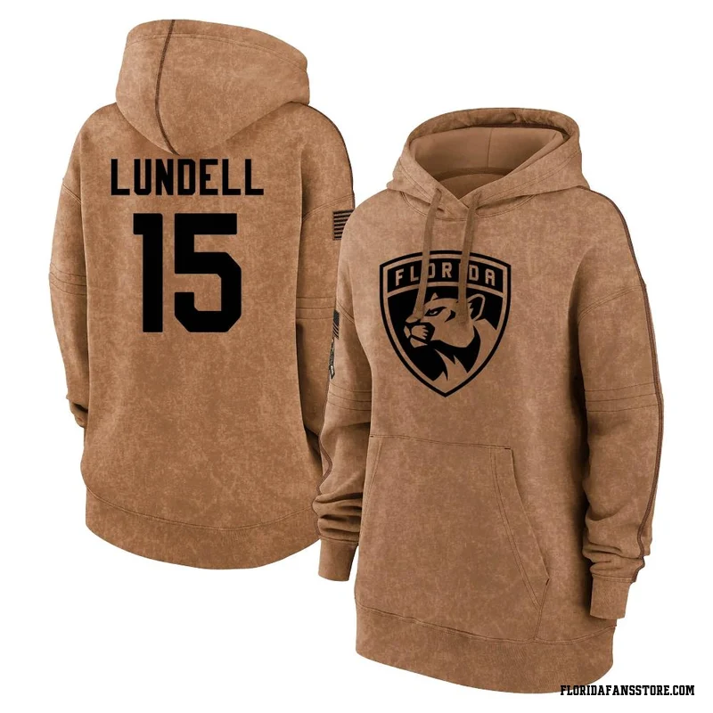 Brown Women's Anton Lundell Florida Panthers 2023 Salute to Service Pullover Hoodie