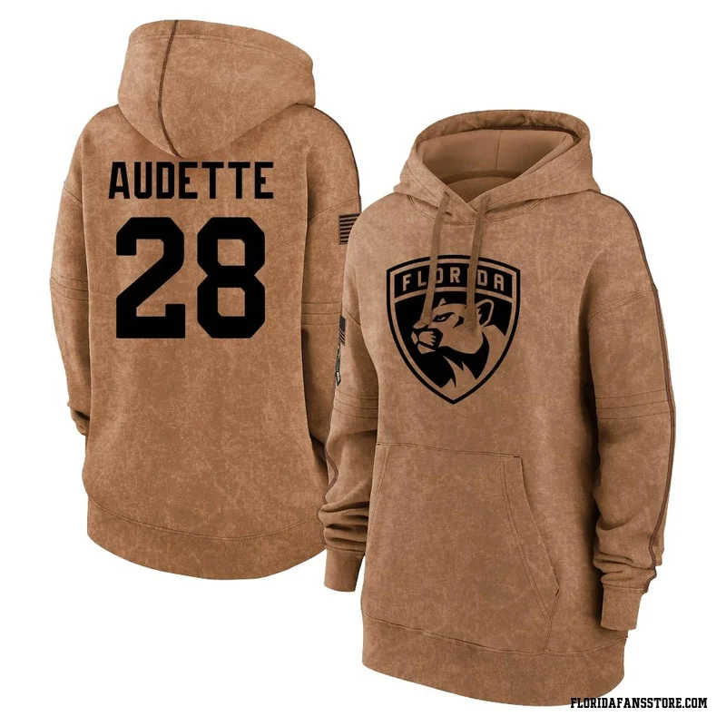 Brown Women's Donald Audette Florida Panthers 2023 Salute to Service Pullover Hoodie