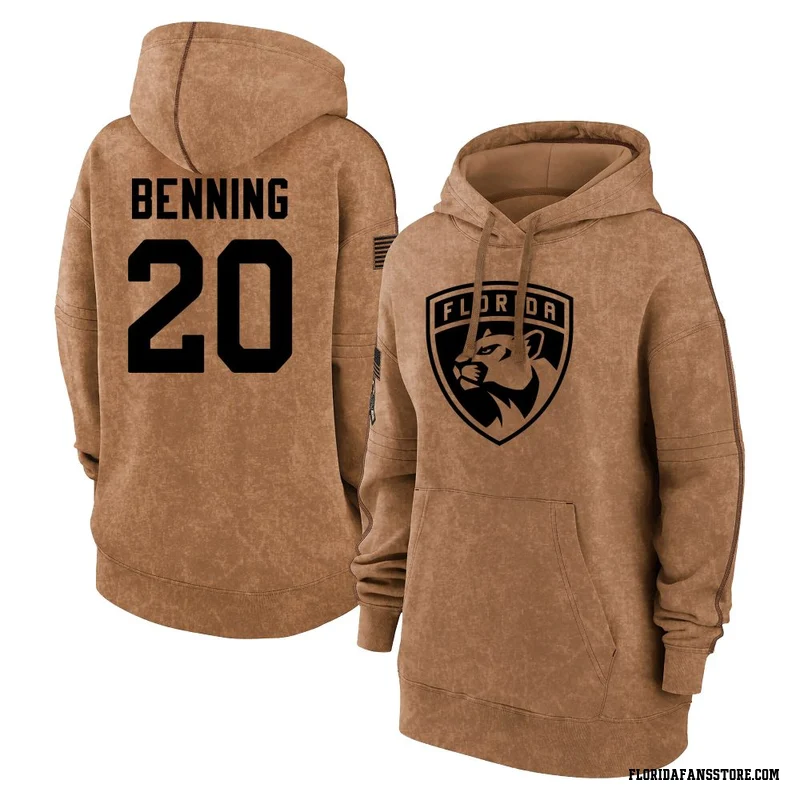 Brown Women's Mike Benning Florida Panthers 2023 Salute to Service Pullover Hoodie