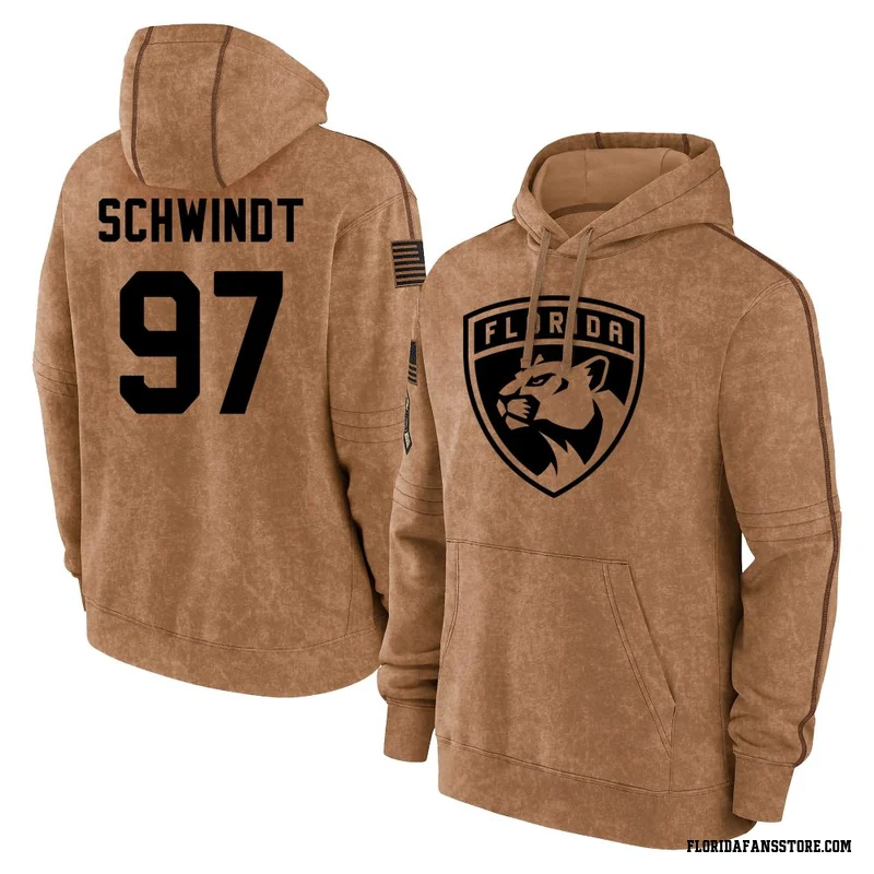 Brown Youth Kai Schwindt Florida Panthers 2023 Salute to Service Club Pullover Hoodie