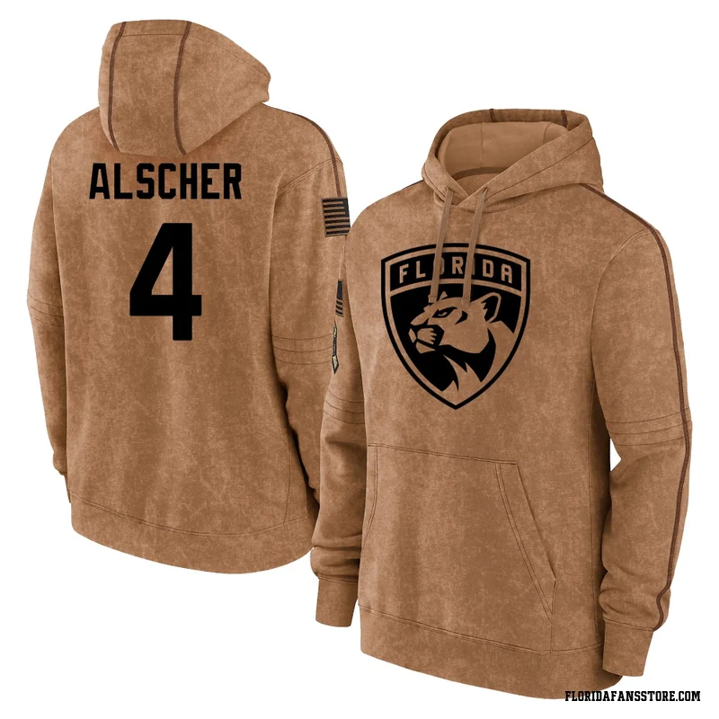 Brown Youth Marek Alscher Florida Panthers 2023 Salute to Service Club Pullover Hoodie