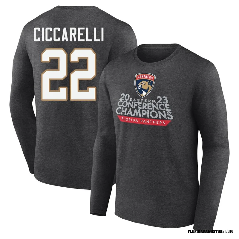 Charcoal Men's Dino Ciccarelli Florida Panthers Heather 2023 Eastern Conference Champions Long Sleeve T-Shirt
