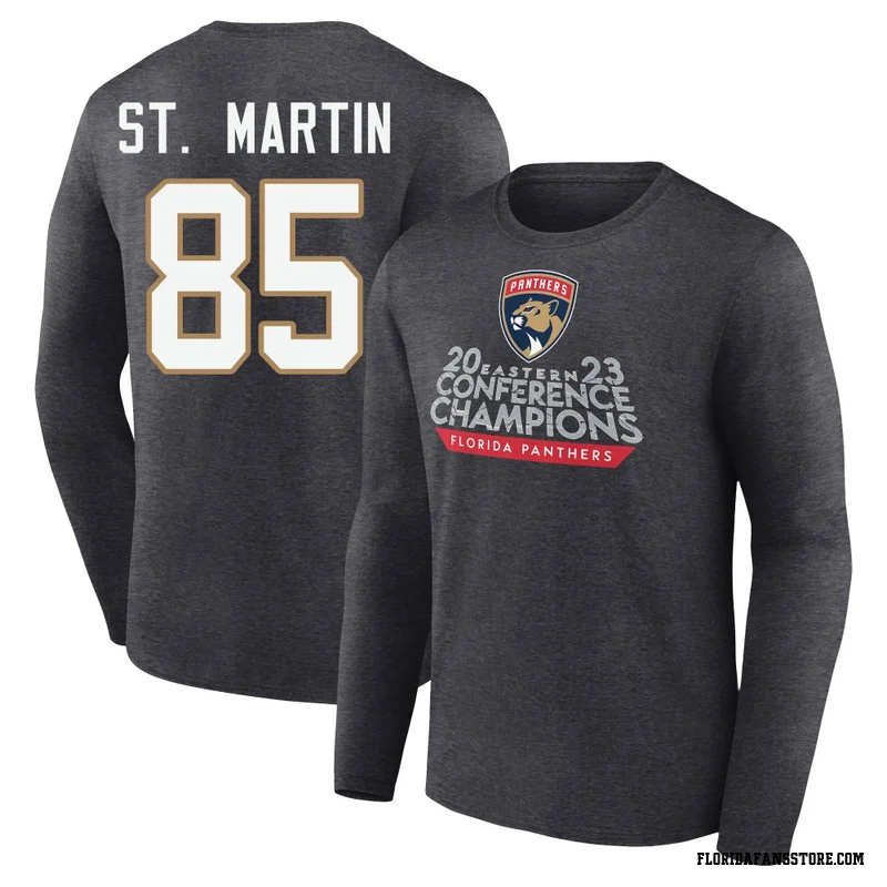 Charcoal Men's Hunter St. Martin Florida Panthers Heather 2023 Eastern Conference Champions Long Sleeve T-Shirt