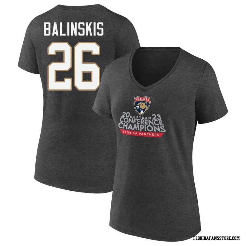 Charcoal Women's Uvis Balinskis Florida Panthers Heather 2023 Eastern Conference Champions V-Neck T-Shirt