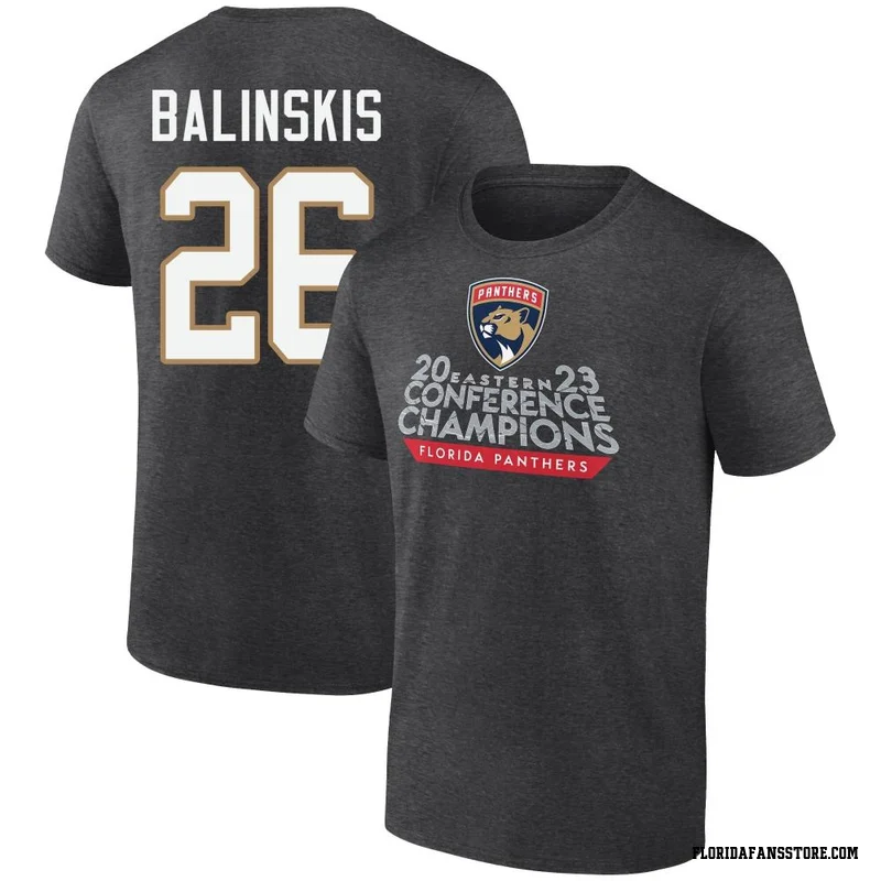 Charcoal Youth Uvis Balinskis Florida Panthers Heather 2023 Eastern Conference Champions T-Shirt