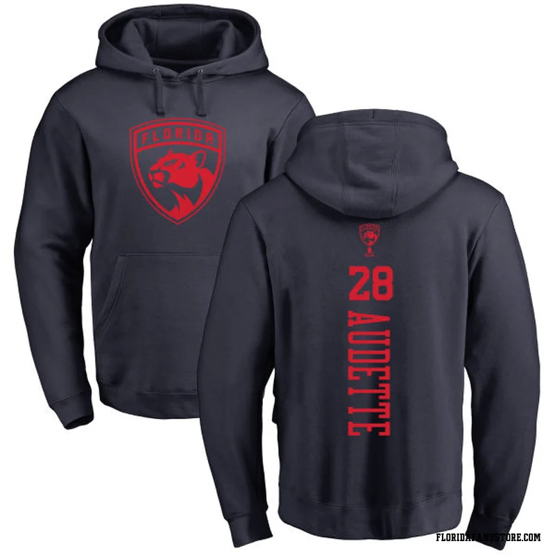 Navy Youth Donald Audette Florida Panthers One Color Backer Pullover Hoodie