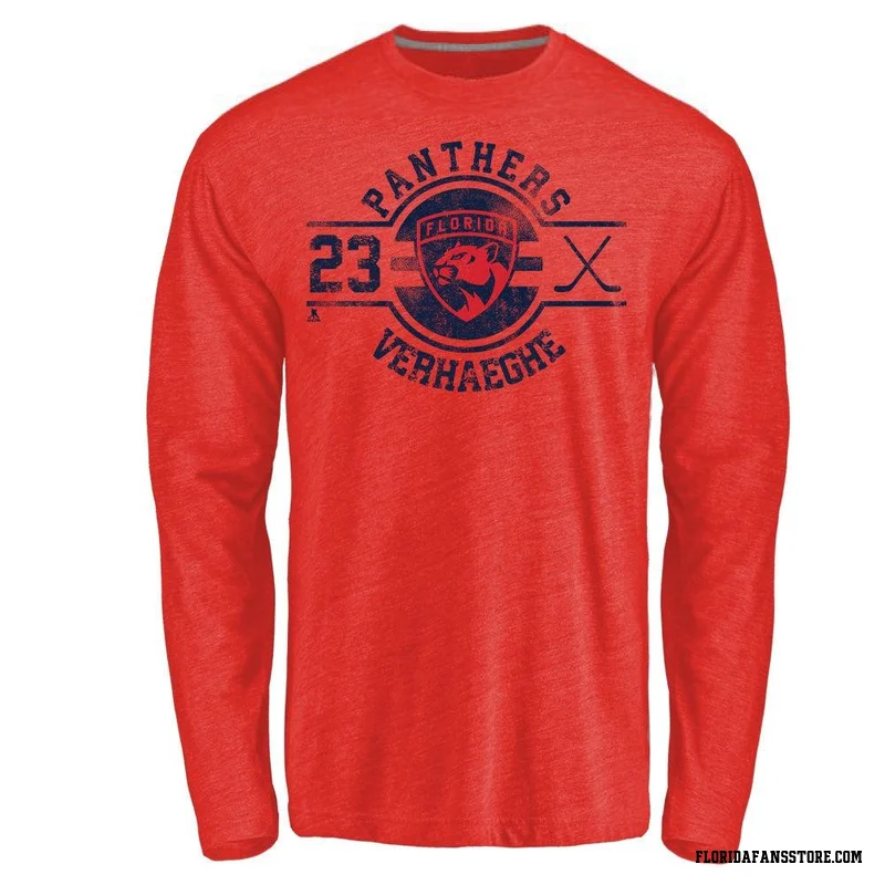 Red Men's Carter Verhaeghe Florida Panthers Insignia Long Sleeve T-Shirt