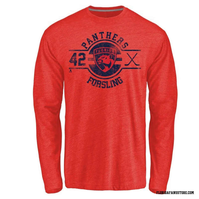 Red Men's Gustav Forsling Florida Panthers Insignia Long Sleeve T-Shirt
