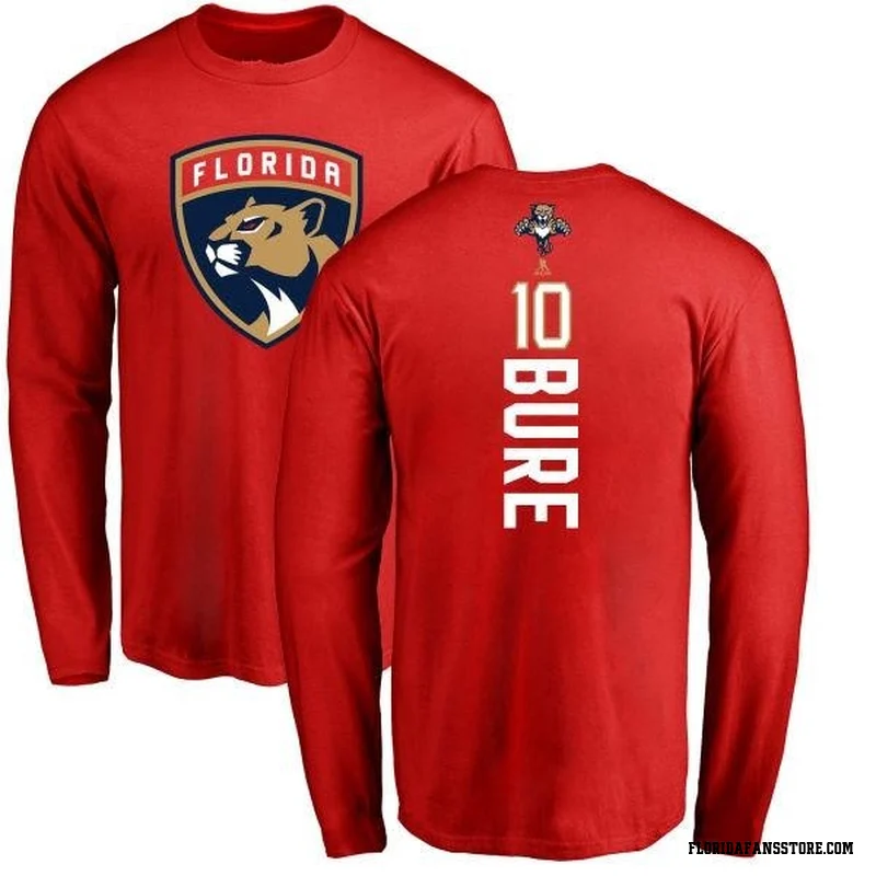 Red Men's Pavel Bure Florida Panthers Backer Long Sleeve T-Shirt