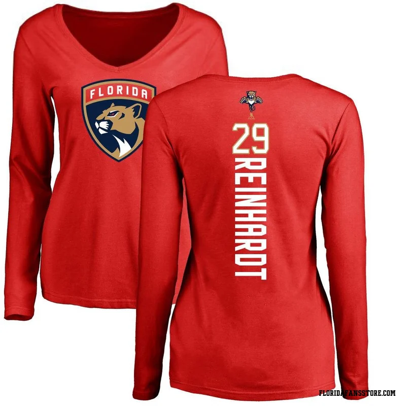 Red Women's Cole Reinhardt Florida Panthers Backer Long Sleeve T-Shirt