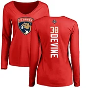 Red Women's Jack Devine Florida Panthers Backer Long Sleeve T-Shirt