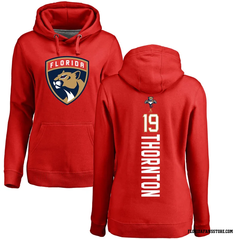 Red Women's Joe Thornton Florida Panthers Backer Pullover Hoodie