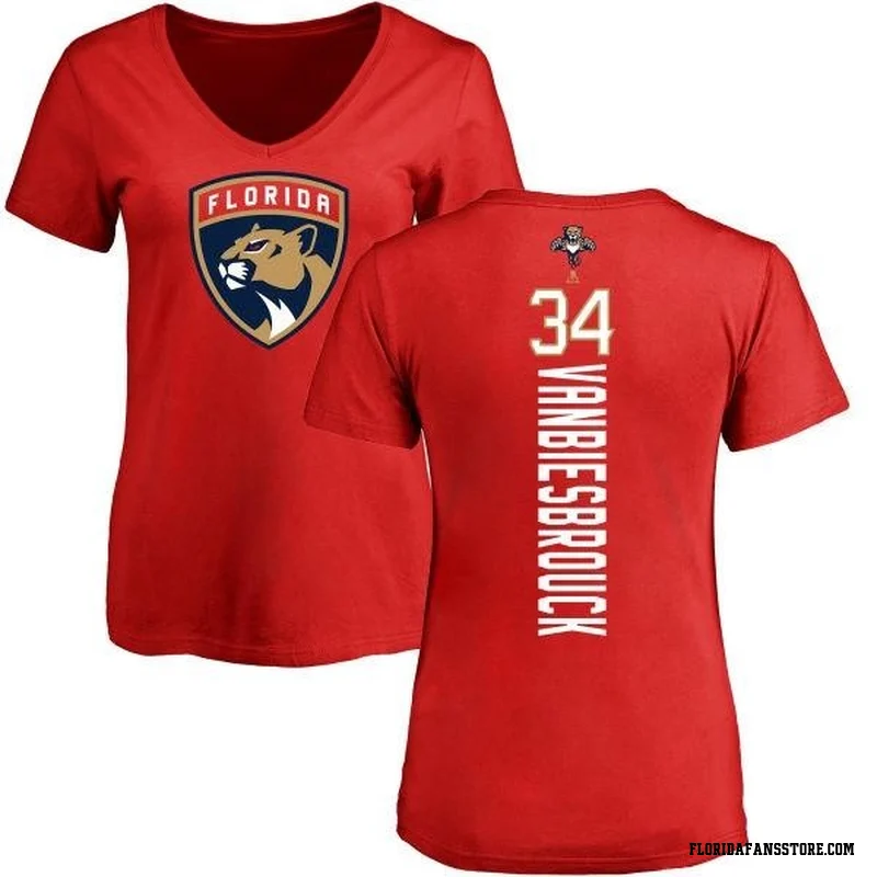 Red Women's John Vanbiesbrouck Florida Panthers Backer T-Shirt