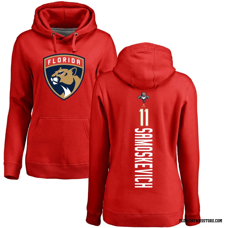 Red Women's Mackie Samoskevich Florida Panthers Backer Pullover Hoodie