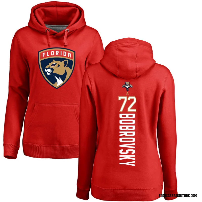 Red Women's Sergei Bobrovsky Florida Panthers Backer Pullover Hoodie
