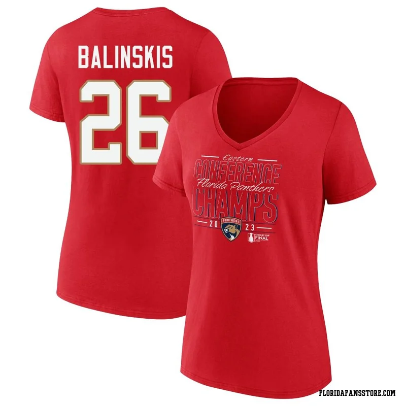 Red Women's Uvis Balinskis Florida Panthers 2023 Eastern Conference Champions Goal Tender V-Neck T-Shirt