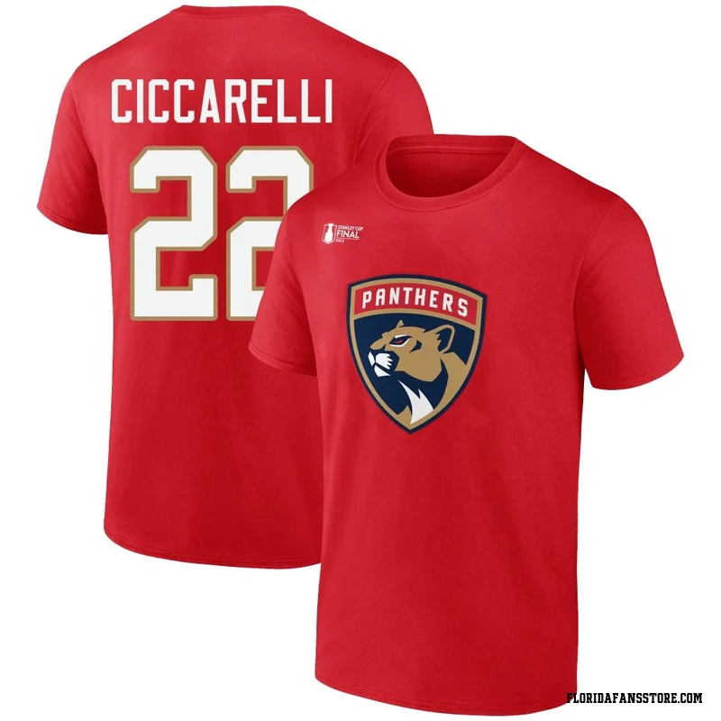 Red Youth Dino Ciccarelli Florida Panthers 2023 Stanley Cup Final Name & Number T-Shirt