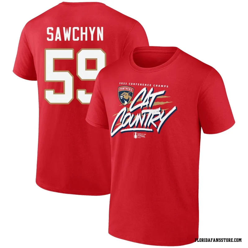 Red Youth Gracyn Sawchyn Florida Panthers 2023 Eastern Conference Champions Home Ice T-Shirt
