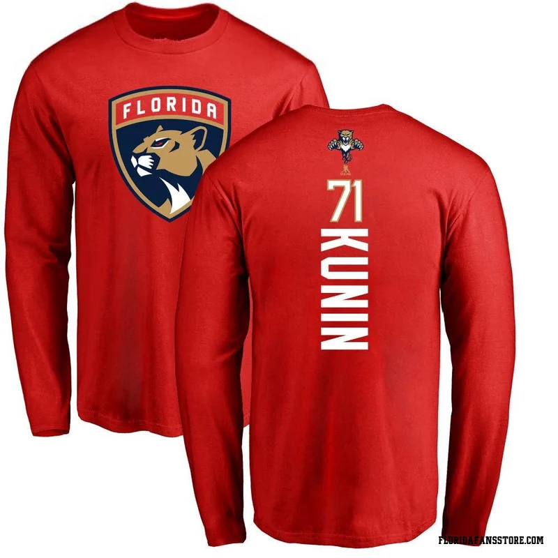 Red Youth Luke Kunin Florida Panthers Backer Long Sleeve T-Shirt
