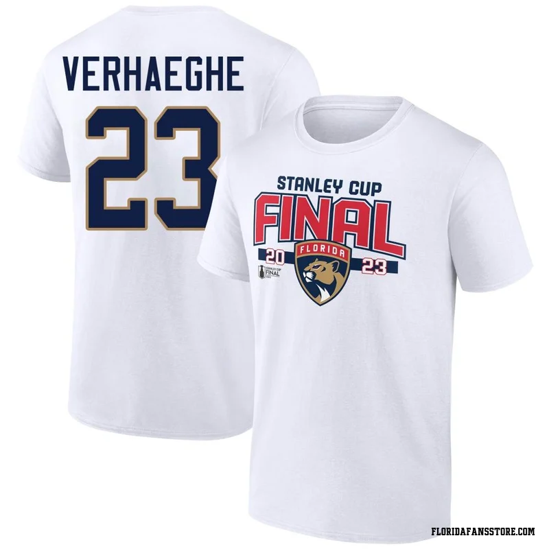 White Men's Carter Verhaeghe Florida Panthers 2023 Stanley Cup Final T-Shirt