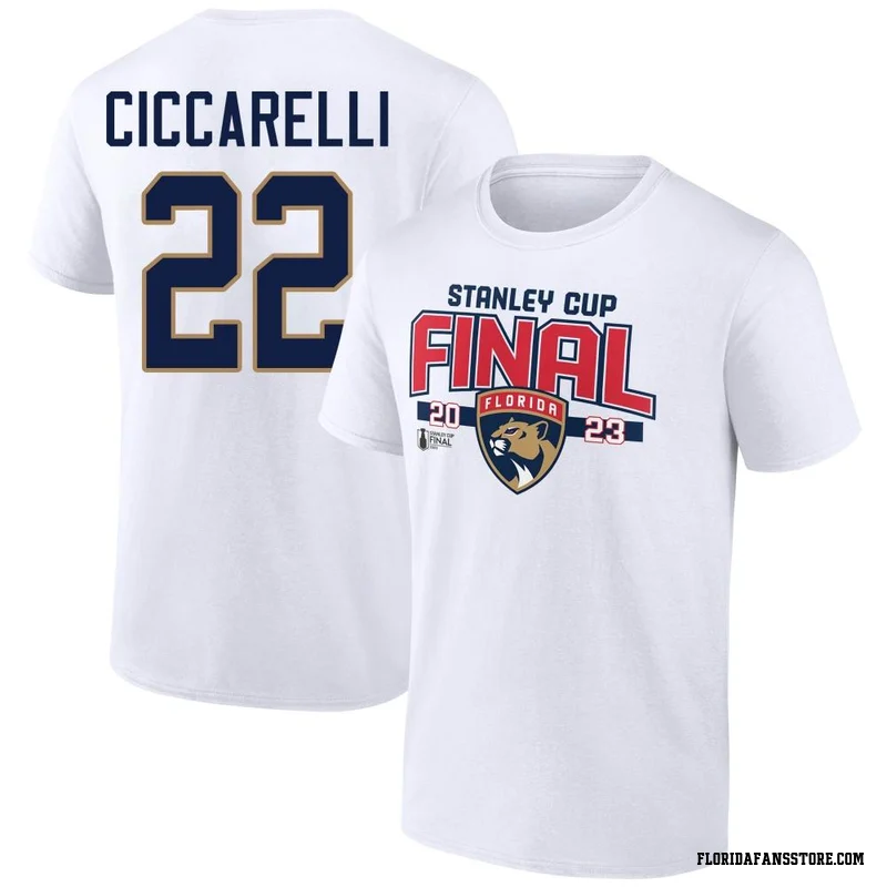 White Men's Dino Ciccarelli Florida Panthers 2023 Stanley Cup Final T-Shirt