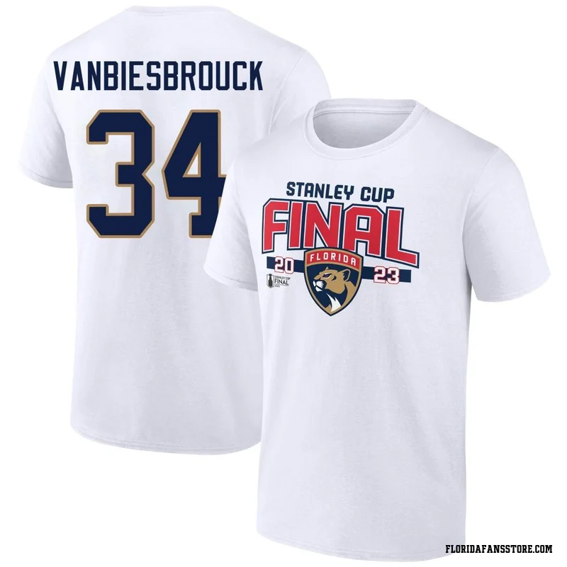 White Men's John Vanbiesbrouck Florida Panthers 2023 Stanley Cup Final T-Shirt