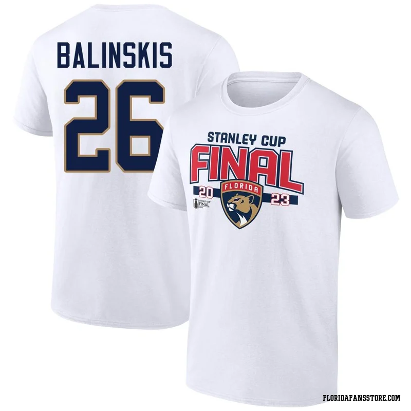 White Men's Uvis Balinskis Florida Panthers 2023 Stanley Cup Final T-Shirt