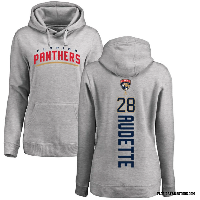 Women's Donald Audette Florida Panthers Ash Backer Pullover Hoodie