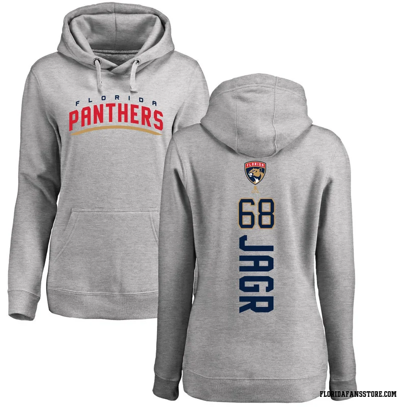 Women's Jaromir Jagr Florida Panthers Ash Backer Pullover Hoodie