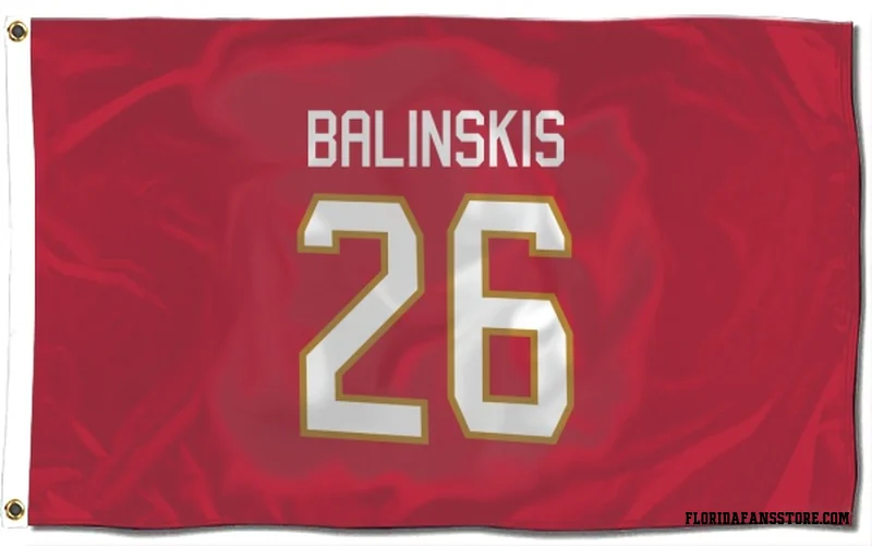 Red Florida Panthers  Uvis Balinskis  Flag (3 X 5)
