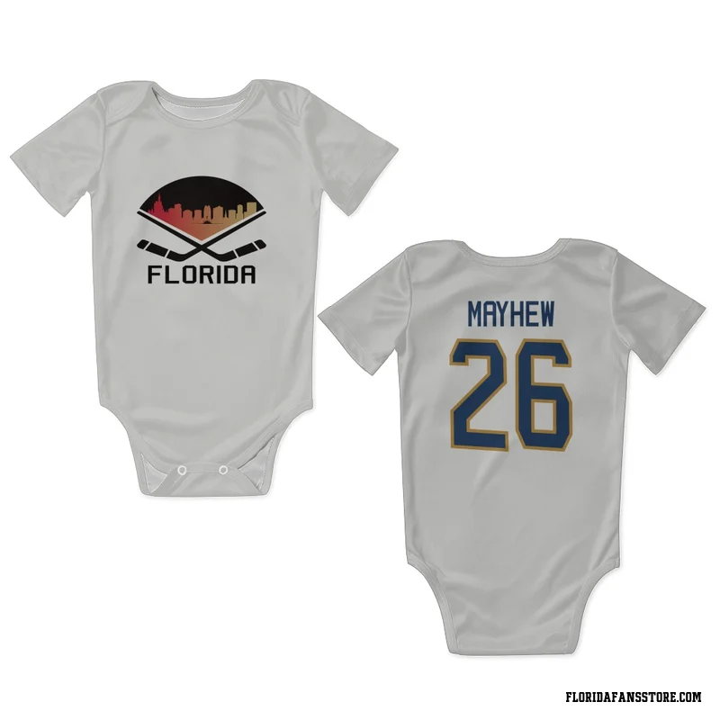 White Florida Panthers  Gerry Mayhew  Newborn & Infant Bodysuit