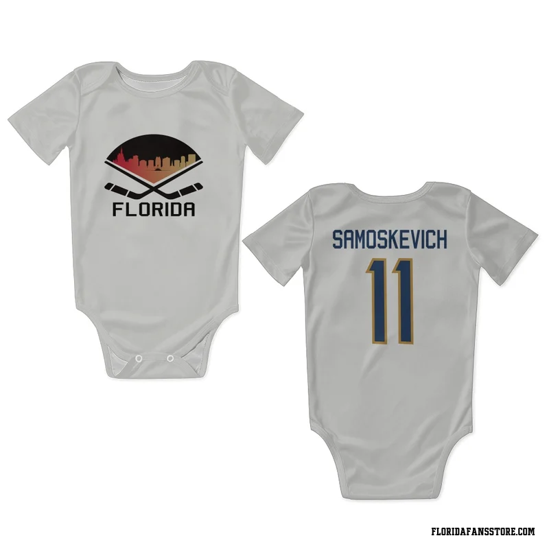 White Florida Panthers  Mackie Samoskevich  Newborn & Infant Bodysuit